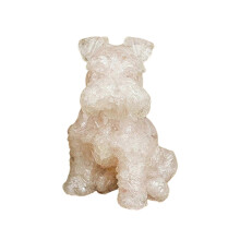 (Pink) Sitting Schnauzer Figurine Tabletop Decor Puppy Statue For Living Room Black