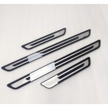 Door Sill Protector for Chevy Silverado 2019‑2024, Black Stainless Steel Guards with Full Coverage Protection