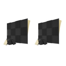 24 Stuks Zelfklevende Akoestische Panelen, 1X12X12Inch Geluiddichte Schuimpanelen, voor Muziekstudio, Speelkamer, Slaapkamer (Zwart)