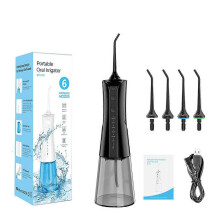 (Black) 6-gear electric tooth puncher 300ml hand-held pulse tooth washing machine