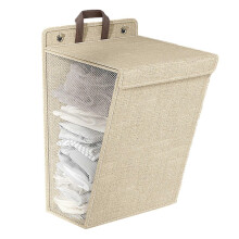 (Beige) Large Capacity Laundry Basket Practical Foldable Dirty Clothes Storage Box For Bathroom