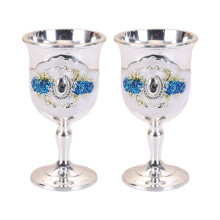 2Pcs Elegant Embossed Metal Wine Drinking Cup Goblet With-1