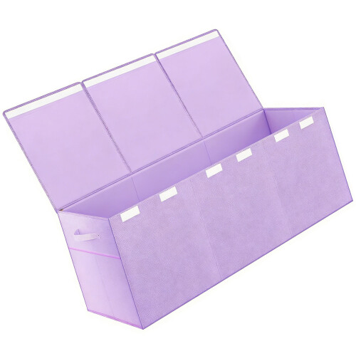 Collapsing LKids Toy Storage Holder Having Two Sections-Purple