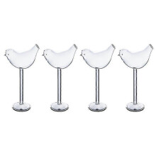 1 Set 4pcs Bird Shape Cocktail Glasses Glass Wine Cups Goblets (transparent)