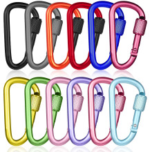 12Pack Small DShaped Carabiner Clips with Secure Screw Lock, Lightweight Aluminum for Outdoor Camping