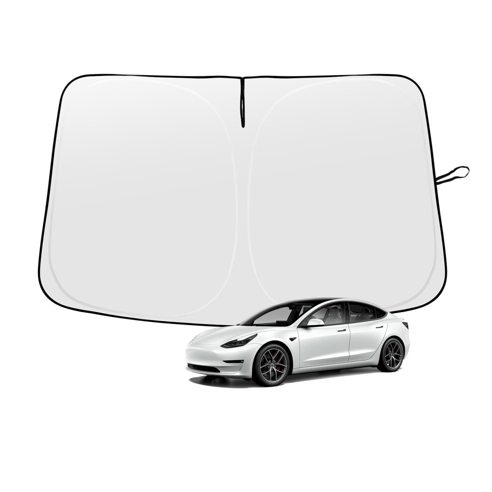 Sunshade For Tesla Model Y 20172025 Front Windshield Uv Heat Blocking Reflective Foldable Custom Fit 9092120177909