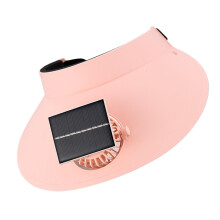 Solar Fan Hat with 3Speed Cooling Fan, USB Rechargeable Wide Brim UV Protection Sun Visor for Outdoor Construction, Pink, Large
