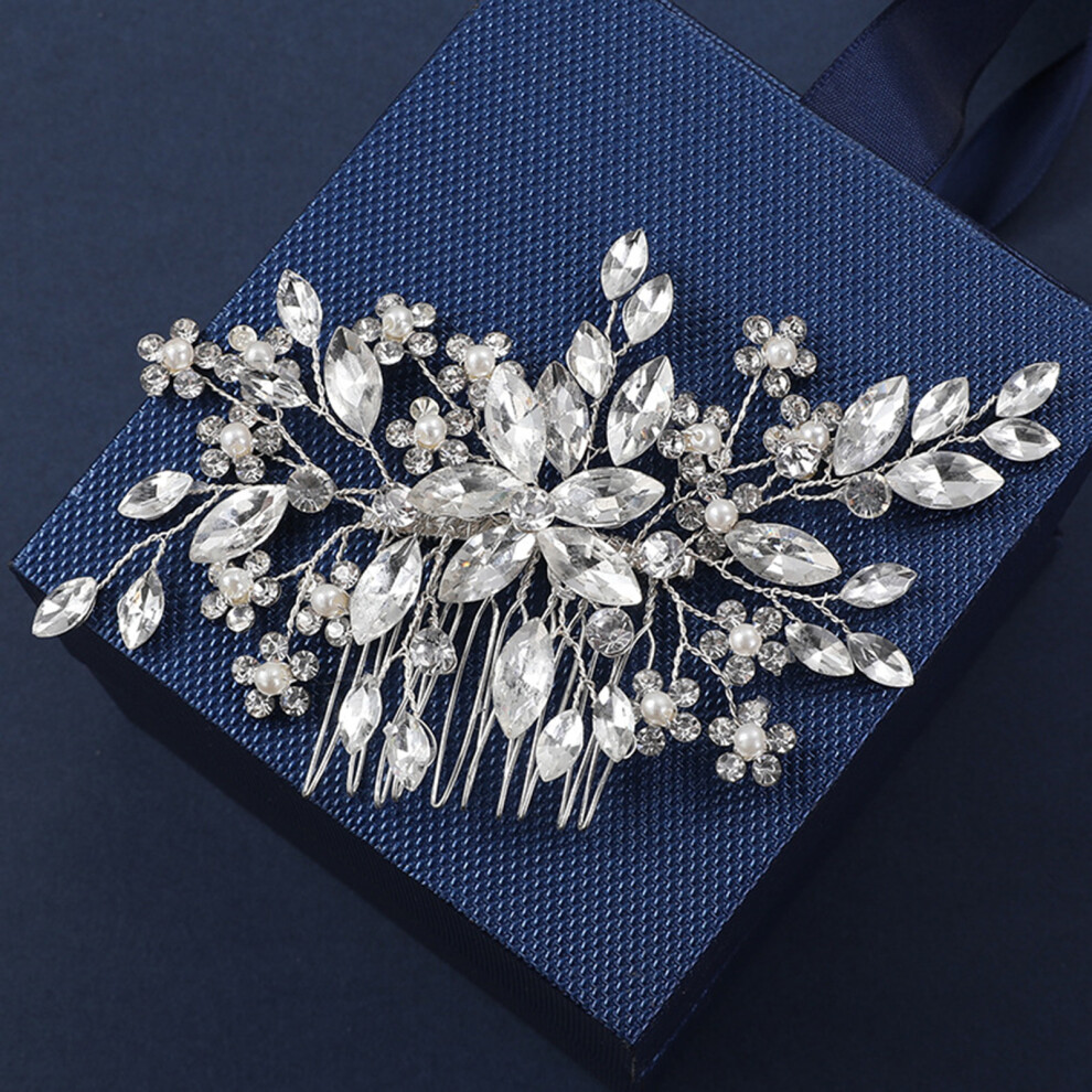 Roc-Electron Shiny Rhinestone Pearl Hair Comb For Women