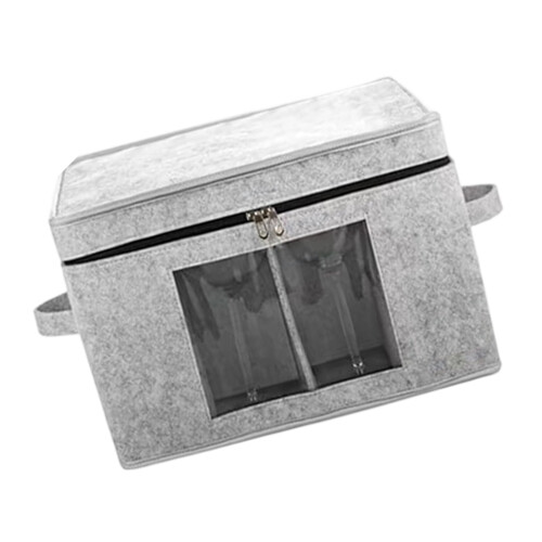 La vitrine de protection pour verres à vin en feutre-Gris clair