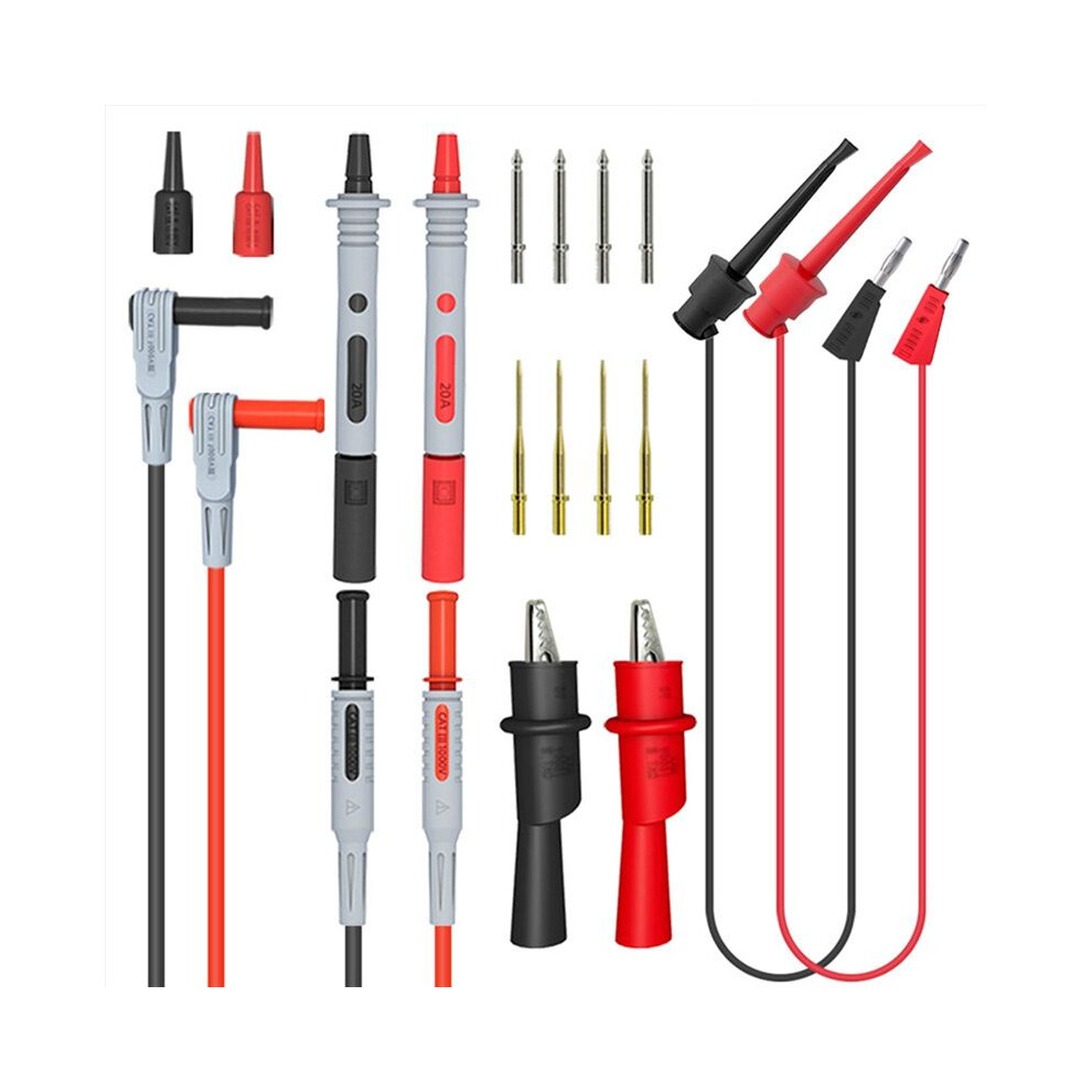 P1308b 18Pcs Test Lead Kit 4Mm Banana Plug To Test Hook Cable Replaceable Multimeter Probe Alligator Clip 6031075202413