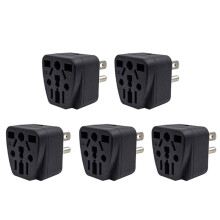 5X Adaptateur de Prise de US EU/UK/AU/In/CN/JP/Asie/Italie/Brésil Vers USA (Type B), Prise USA à 3 Broches, Convertisseur de Chargeur Noir