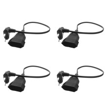4X Europea 90 Degree Male Plug to Female Socket Power Extension Cable for PC Computer PDU(0.)