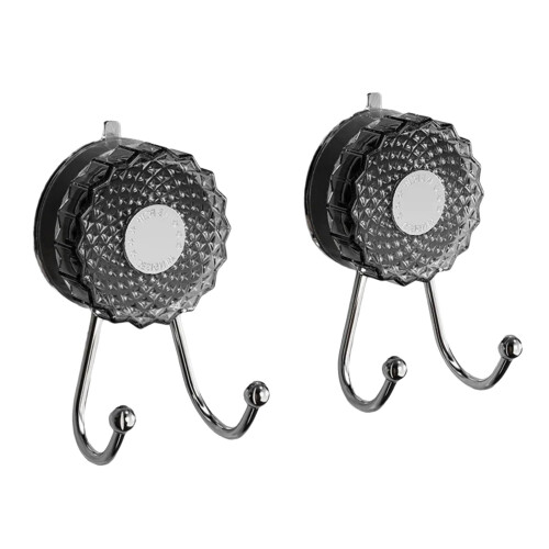 2 Pack Sturdy Adhesive Hook With Double Head-Transparent grey