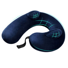 Warm Inflatable Neck Support Ergonomic Design For Travel-Blue