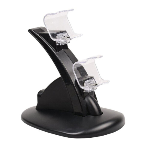 Dual USB Controller Charging Dock with LED Indicator, Fast Charge Black Stand for Game Controllers