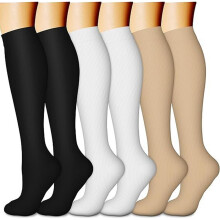 6 paar compressiekousen voor dames en heren - Ideaal voor bloedsomloop, hardlopen, sport, herstel, verpleging en reizen.