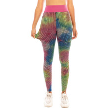 Pantaloncini da yoga a vita alta tie-dye da donna, pantaloncini da allenamento con effetto push-up e controllo addominale, leggings da corsa,