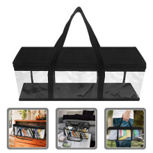 Black Portable Hat Storage Bag with Transparent Window for Clothes Books and Cds Organizer