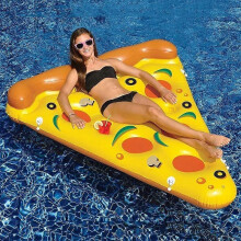 Colchoneta inflable con forma de rebanada de pizza, flotador para nadar, tamaño inflado: 180 x 130 cm.