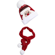 1 Set Christmas hat scarf santa hat Warm Scarf Winter Scarf santa suits Christmas Beanie Hat Stylish Warm Hat Scarf Xmas Hat Scarf Kit Woolen Yarn Sca