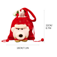 Christmas Gift Bag Present Drawstring Bag Xmas 3D Design Fabric Gift Bag Candy Bag Party Favors Bag Christmas Gift Wrap Bag with Super Cute Bear