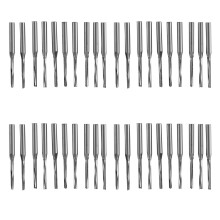 40 Pcs Two Flutes Straight End Mills Straight Slot Bit Wood Cutter Two Double Flute Bits 3.175X2X17mm for CNC Router