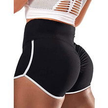 DODOING Yoga shorts met buikcontrole en zakken voor dames, hoge taille, billenliftend effect, geschikt voor yoga/hardlopen/workout