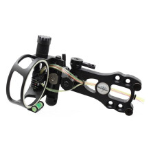 Southland Archery Supply Aluminium5Pins.019 Fiberoptisk verktøyløst buesikte med mikrojusteringer og LED-lys (svart)