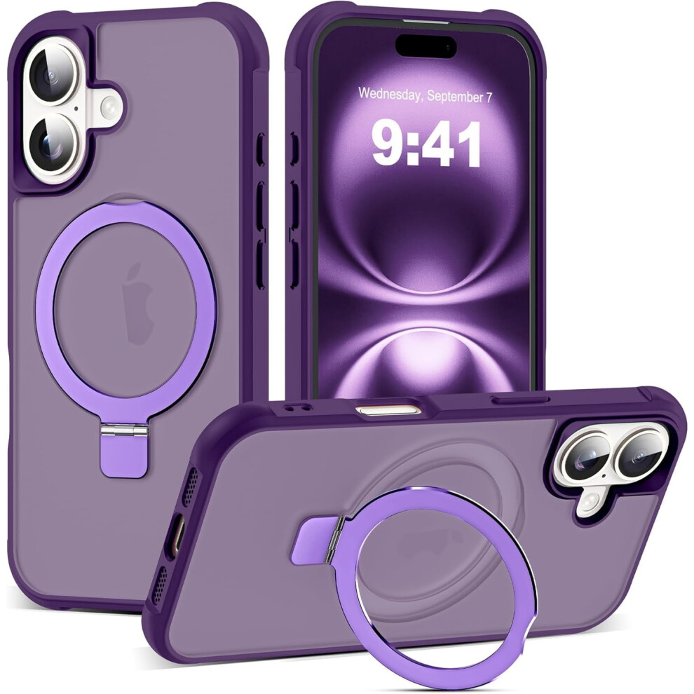 Compatible With Iphone 16 Plus Case: Military-Grade Translucent, Invisible Magnetic O-Ring Stand, Magsafe-Compatible, 6.7" 9479868067448