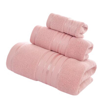 Complete 3 Piece Cotton Towels Set For Bath Face And-light pink