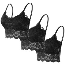 3-delige set kanten bralettes voor dames - Strapless, rugloze, antislip camisole bh, kanten lingerie met bloemenprint voor dagelijks gebruik en als