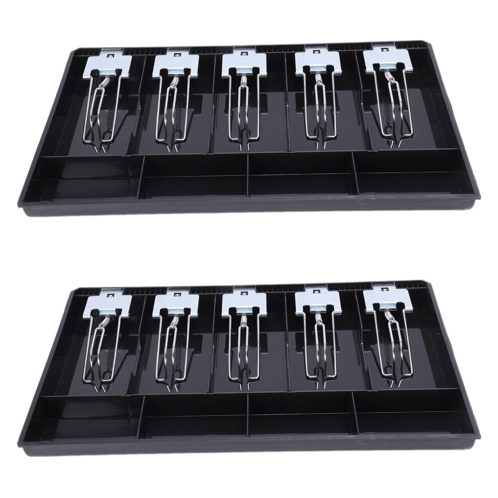 2X 5-Grid Money Cash Coin Register Insert Tray Replacement Cashier Drawer Storage Register Tray Box Classify Store Brecantia
