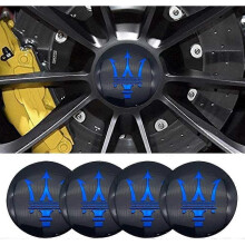 4pcs 56MM 2.2'' Emblem Badge Sticker Wheel Hub Caps Center Cover ABS Material (fit masrati Blue)