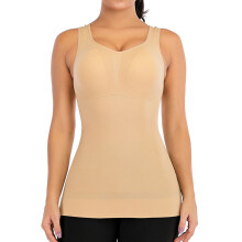 Dameslankingstopper Midjetrener Shapewear Magekontroll Body Shaper Topper Sømløs Body Shaper Vest med Avtakbare Pads