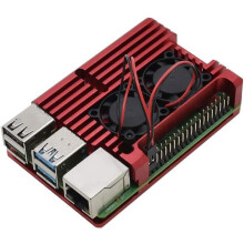 Metal-aluminiumslegering panseret kabinet Pi4Case, med dobbelt køleventilator køleplade kompatibel med Raspberry Pi4Model/Pi4B