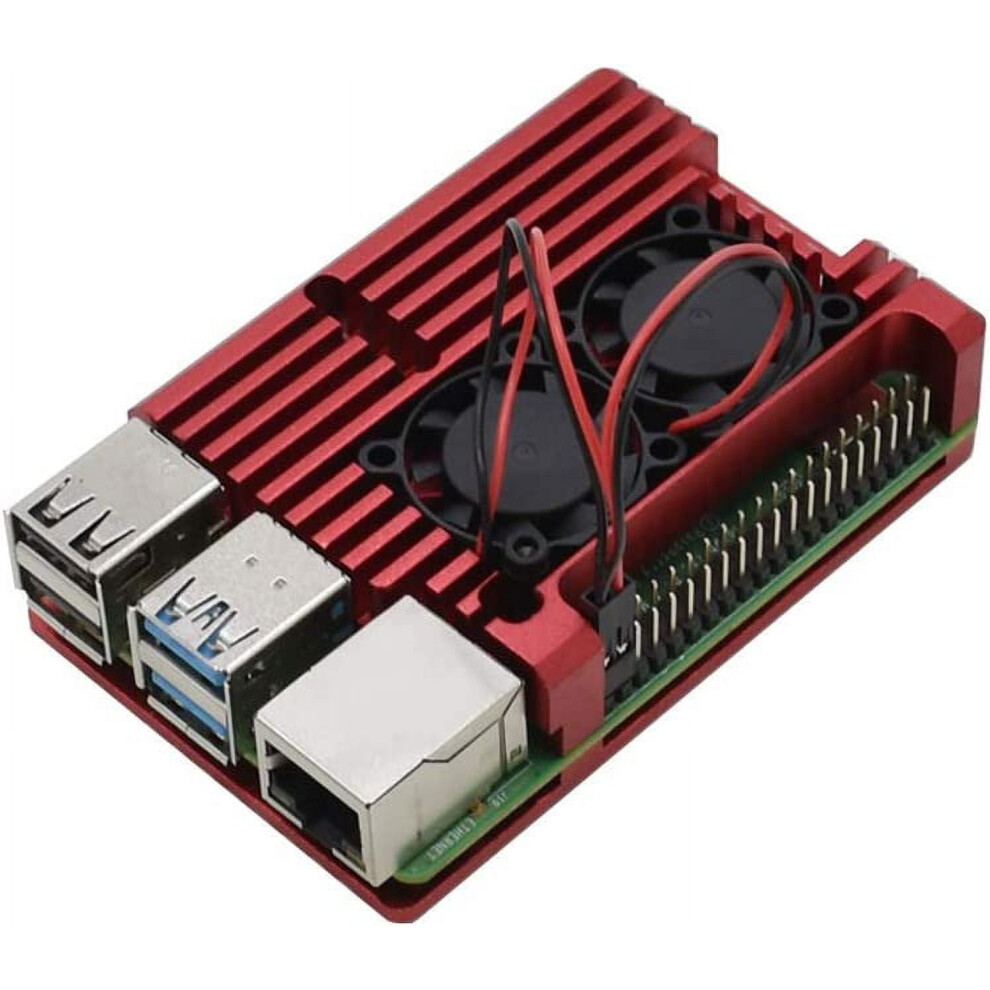 Metal Aluminium Alloy Armor Case Pi 4 Case, With Dual Cooling Fan Heatsink Compatible With Raspberry Pi 4 Model/Pi 4B 9028731249056