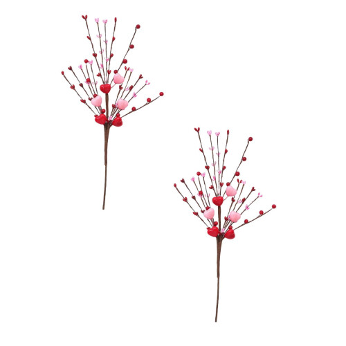 Artificial Heart and Berry Floral Picks 2 pcs