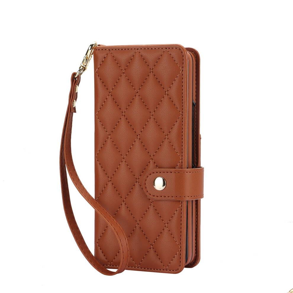 Allytech Galaxy Z Fold4 5G Case With S Pen Holder, Pu Leather Stand, Card Slots, Lanyard, Shockproof Wallet Cover Â Compatible With Samsung Brown 9479868129405