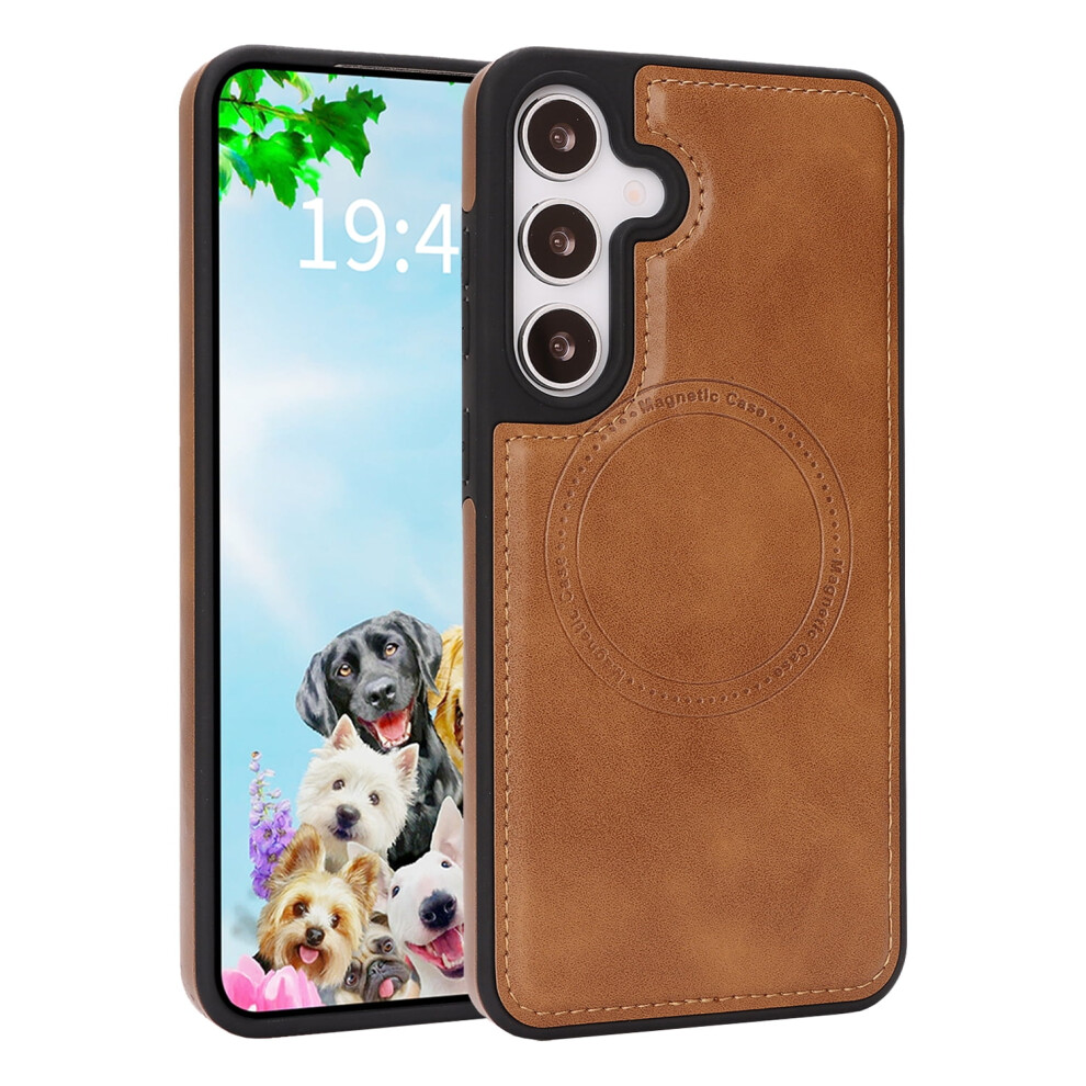 Allytechgroup Slim Magnetic Phone Case For Samsung Galaxy S25, Magsafe Compatible, Anti-Scratch Shockproof Pu Leather Case 9479868128668