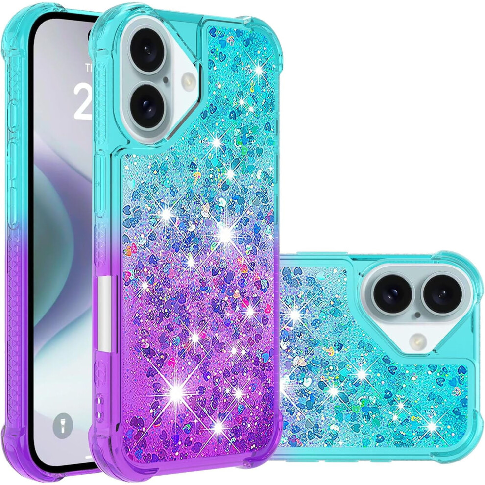 Liquid Glitter Shockproof Tpu Case For Iphone 16 (6.1") Â Gradient Soft Slim Bumper Cover Compatible With Iphone 16 Blue 9479868129771