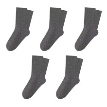 Xinwanna 5 par runda strumpor för kvinnor, ribbstickade, slöa stövelsockor, andningsbara, virkade långa strumpor för gymnasieflickor (mörkgrå)