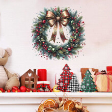 Christmas Decorative Stickers: Pinebranches, Pinecones, Bows, Wreaths for Doors, Windows, Walls – Holiday Home Decor & Party Supplies