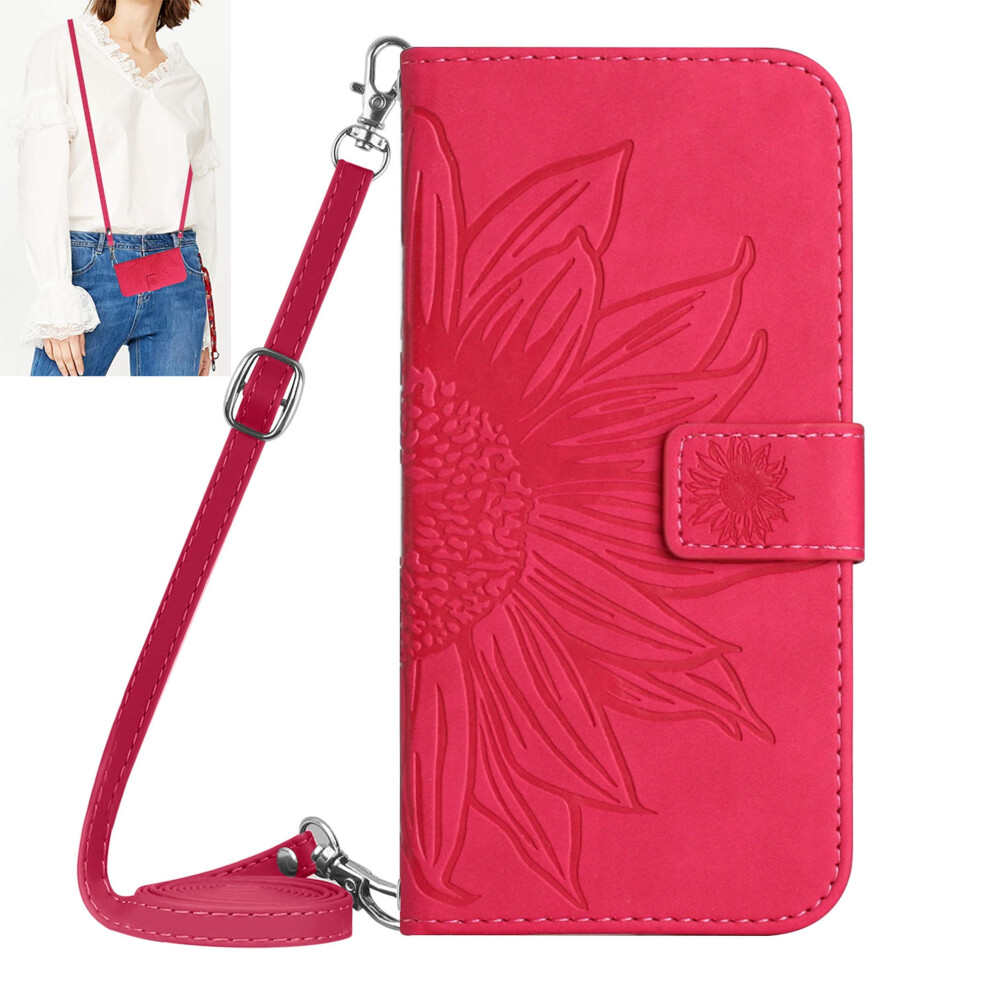 Motorola Moto G Stylus 2022 Case Â Embossed Flower Pu Leather Crossbody Wallet With Card Holder, Magnetic Flip Folio & Lanyard, Rose 9479868132399