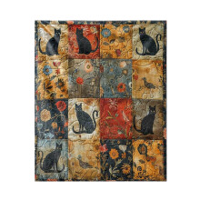 Black Cat and Flowers Print Flannel Throw Blanket D - 51x59 inches