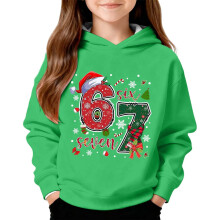 67 Christmas Graphic Hooded Sweatshirt Soft Pullover Fleece Jacket With Print For Boys And Girls Casual Playwear
