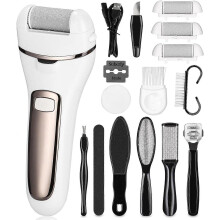 Electric Foot File, Callus Remover, Rechargeable Waterproof Callus Remover Pad Feet Care Kit, 15 in 1 Pedicure kit with gift for men/women