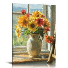 Sunflower Theme Canvas Wall Art, Canvas Prints Wall Art for Living Room Bathroom Bedroom Office, Art Print Painting for Home Decorations - 12x16in