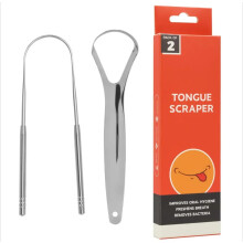 2Pack Stainless Steel Tongue Scraper for Adults, Deep Cleaning Oral Hygiene Tool, Ergonomic Grip, Silver