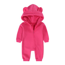 Baby bjørneører hættetrøje i bomuld 0-24 måneder unisex langærmet ensfarvet heldragt med hyggeligt design til leg og daglig brug