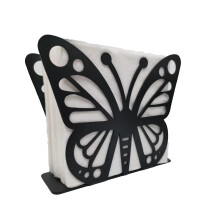 Black Metal Upright Napkin Holder, Freestanding Butterfly Design for Home, Kitchen, Wedding – Compatible with Standard Napkins